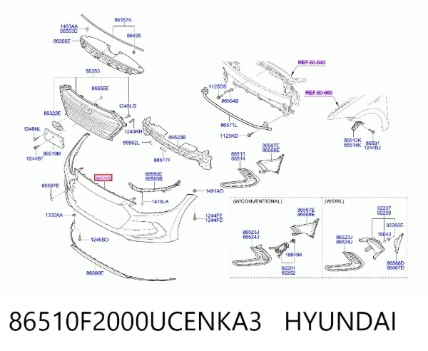 Передній бампер 86510F2000UCENKA3 Hyundai/Kia