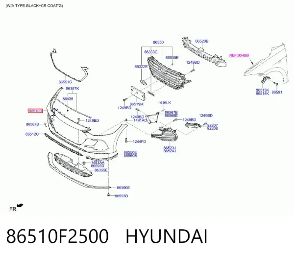 Передній бампер 86510F2500 Hyundai/Kia