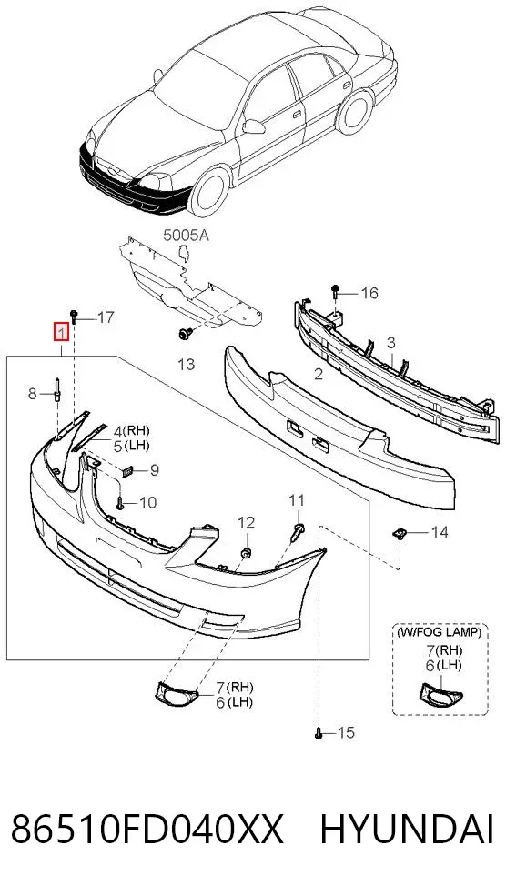 Передній бампер 86510FD040XX Hyundai/Kia