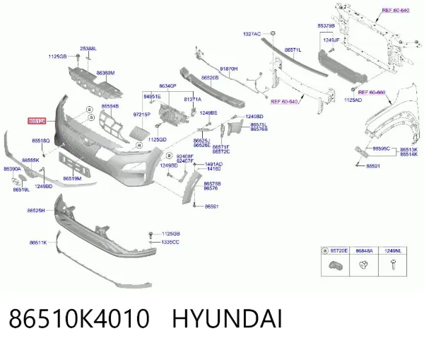 Бампер передній, верхня частина 86510K4010 Hyundai/Kia
