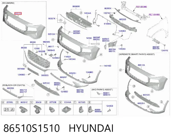 Бампер передній, верхня частина 86510S1510 Hyundai/Kia