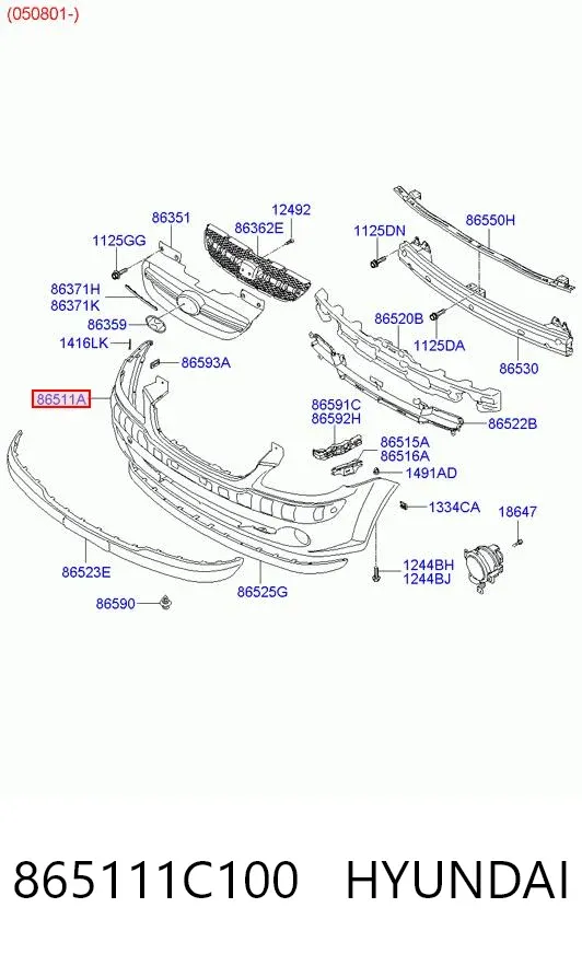 Передній бампер 865111C100 Hyundai/Kia