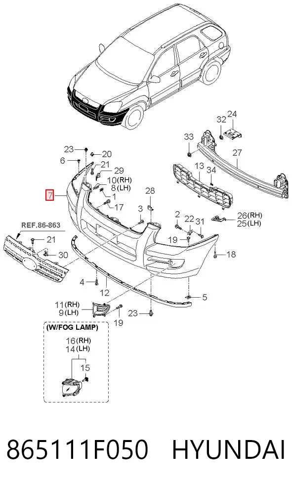 Передній бампер 865111F050 Hyundai/Kia