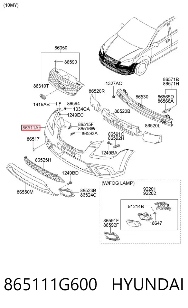 Передній бампер KIA Rio II
