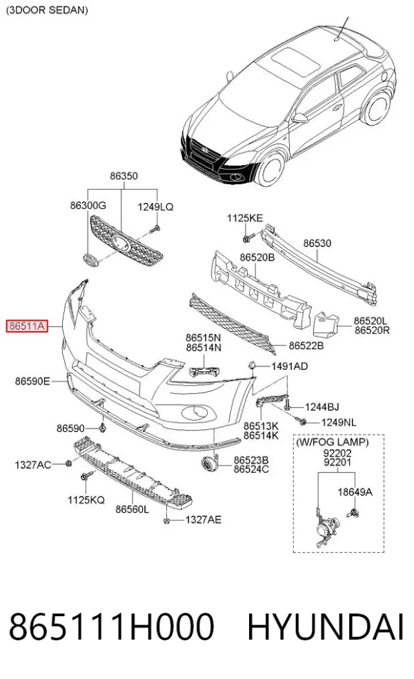 Передній бампер 865111H000 Hyundai/Kia