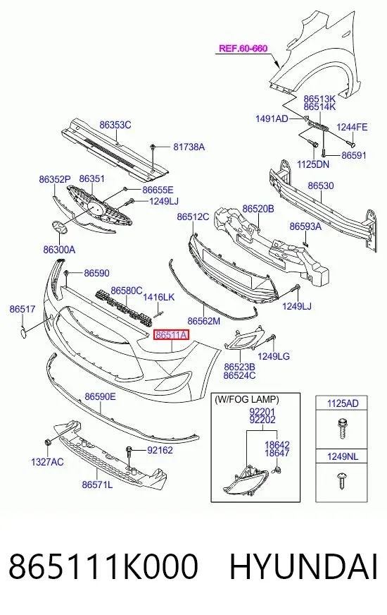 Передній бампер 865111K000 Hyundai/Kia