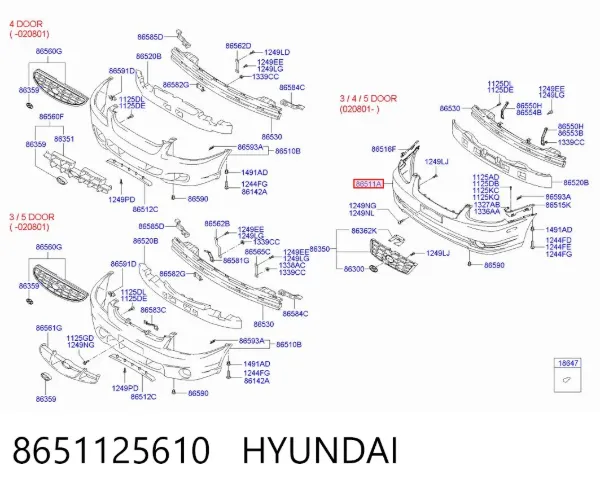 Передній бампер 8651125610 Hyundai/Kia