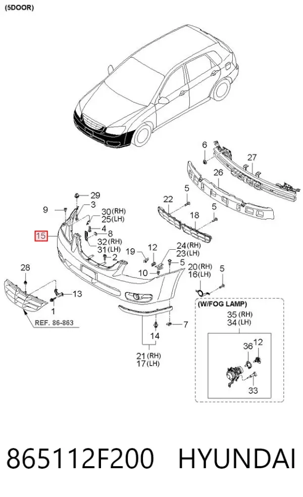 Передній бампер 865112F200 Hyundai/Kia