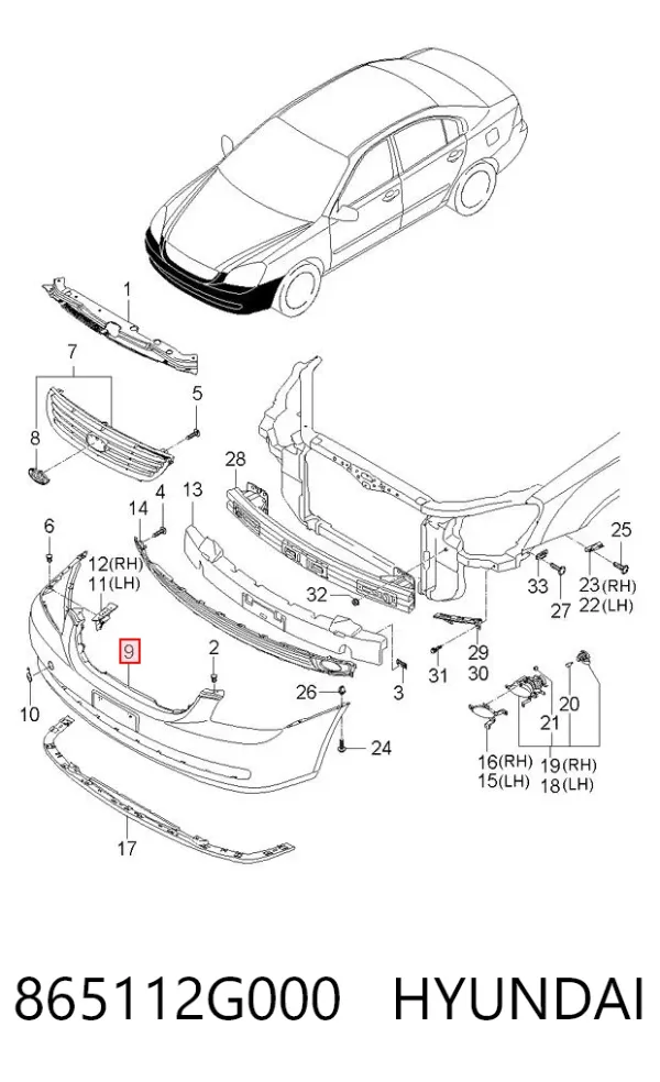 Передній бампер 865112G000 Hyundai/Kia