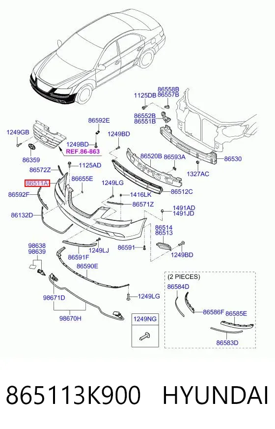 Передній бампер 865113K900 Hyundai/Kia