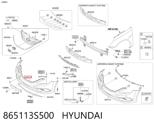 Передній бампер 865113S500 Hyundai/Kia