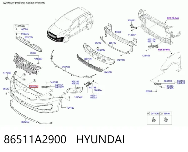 Передній бампер 86511A2900 Hyundai/Kia