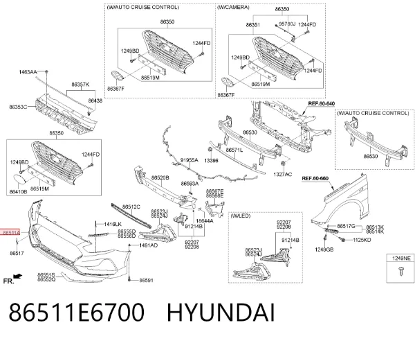 Передній бампер 86511E6700 Hyundai/Kia