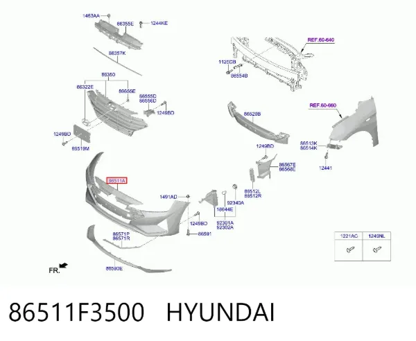 Передній бампер 86511F3500 Hyundai/Kia
