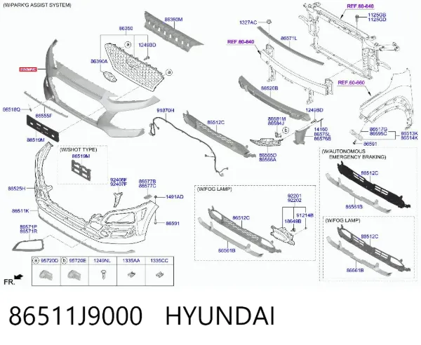 Бампер передній, верхня частина 86511J9000 Hyundai/Kia