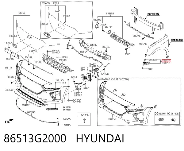 Кронштейн бампера переднього, зовнішній лівий 86513G2000 Hyundai/Kia