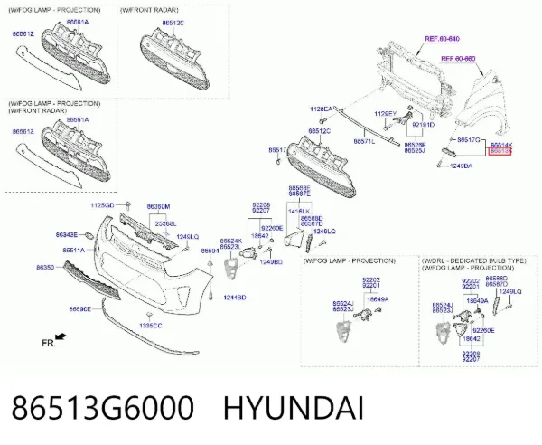 Кронштейн бампера переднього, лівий 86513G6000 Hyundai/Kia