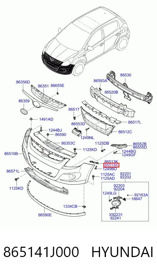 Кронштейн бампера переднього, правий 865141J000 Hyundai/Kia
