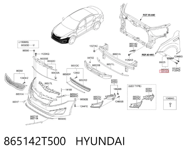 Кронштейн кріплення крила переднього правого, передній 865142T500 Hyundai/Kia