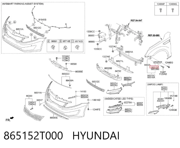 Кронштейн бампера переднього, зовнішній лівий 865152T000 Hyundai/Kia