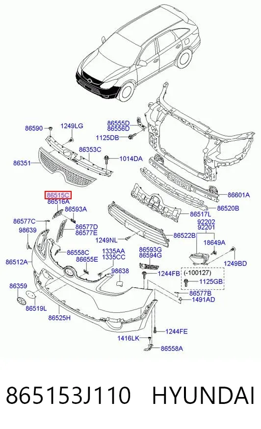 Кронштейн бампера переднього, лівий 865153J110 Hyundai/Kia