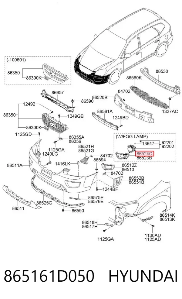  865161D050 Hyundai/Kia