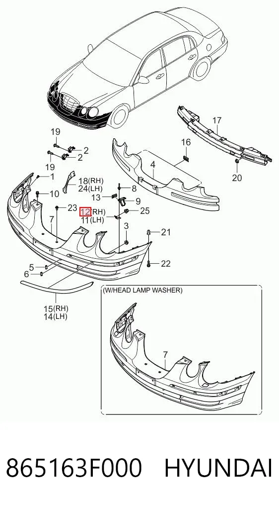 Кронштейн бампера переднього, правий 865163F000 Hyundai/Kia