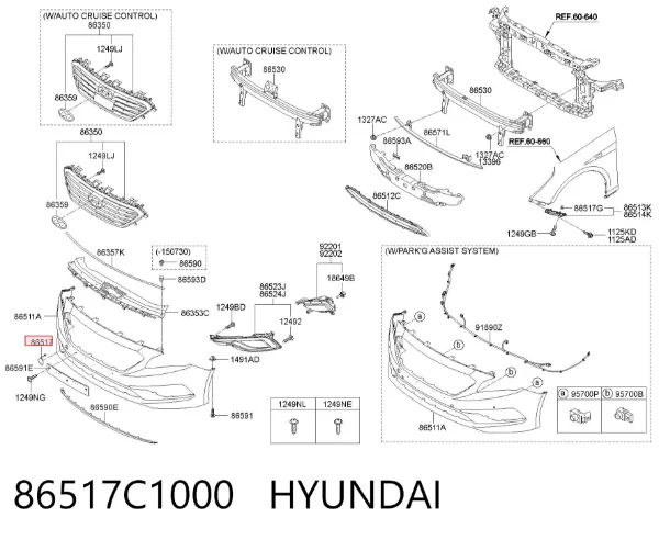 Заглушки буксирувального гака Hyundai Sonata VII
