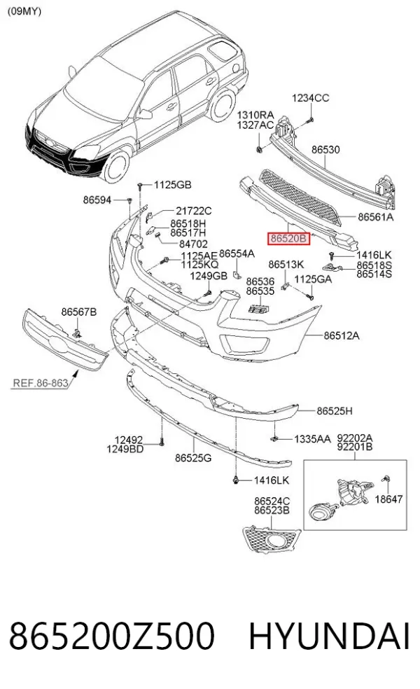 Абсорбер (наповнювач) бампера переднього 865200Z500 Hyundai/Kia