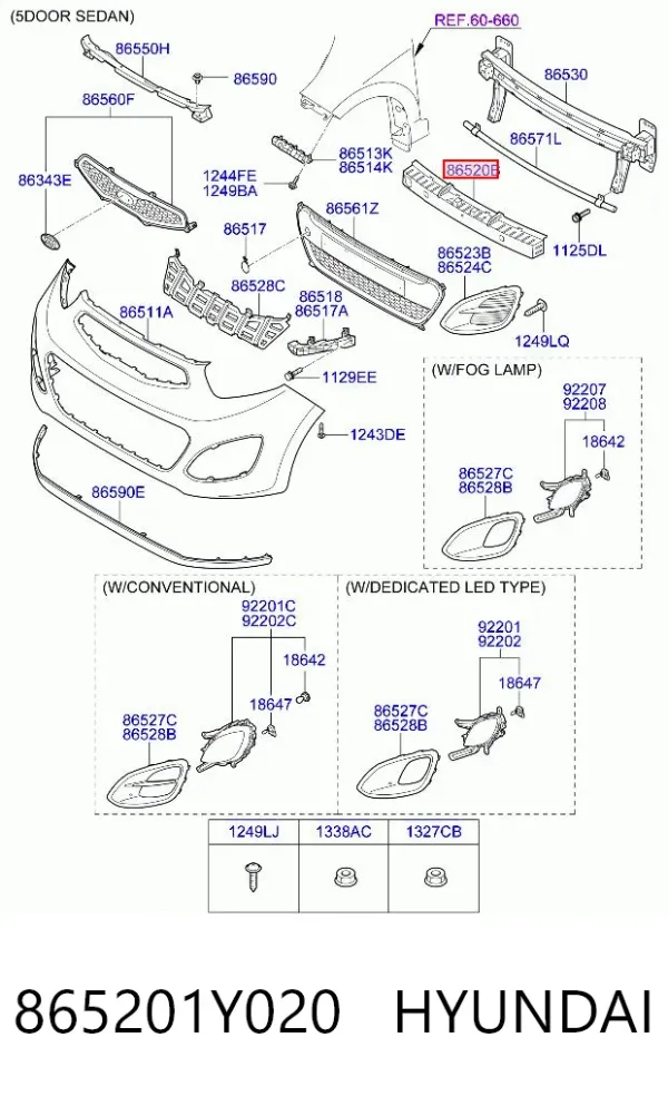 Абсорбер (наповнювач) бампера переднього 865201Y020 Hyundai/Kia