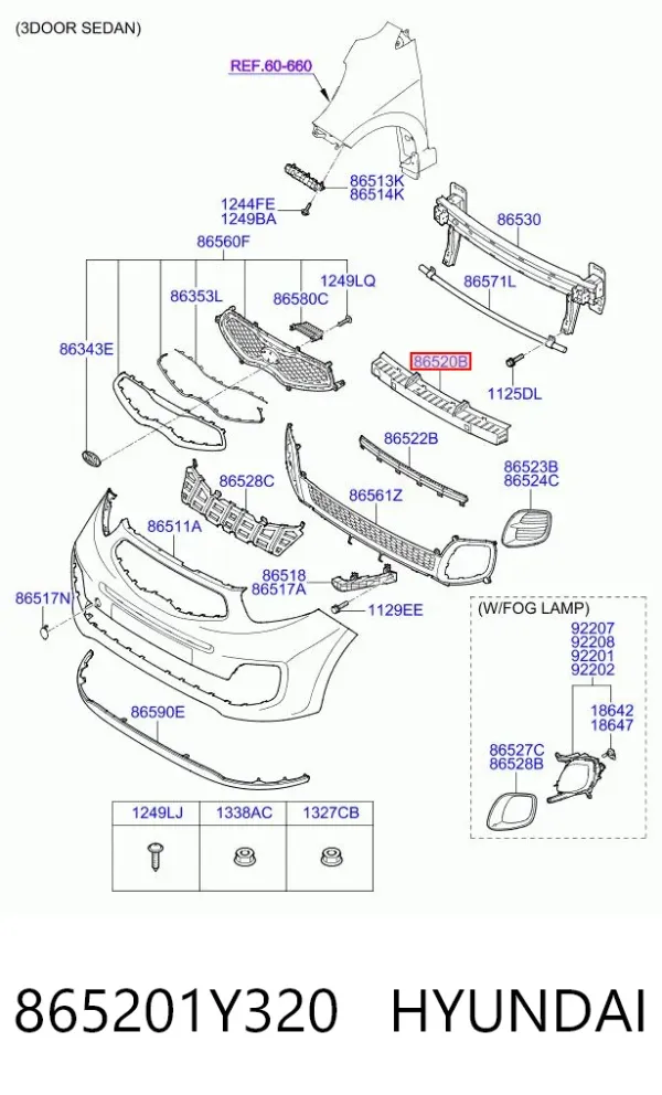 Абсорбер (наповнювач) бампера переднього 865201Y320 Hyundai/Kia