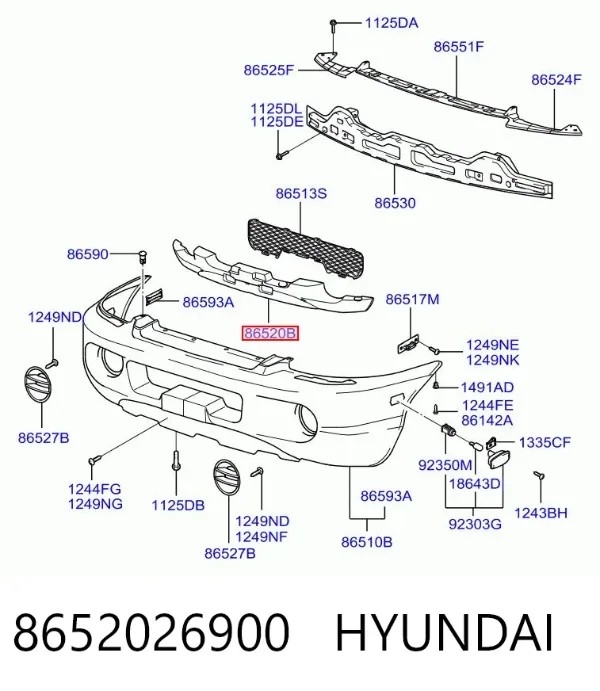 Абсорбер (наповнювач) бампера переднього 8652026900 Hyundai/Kia