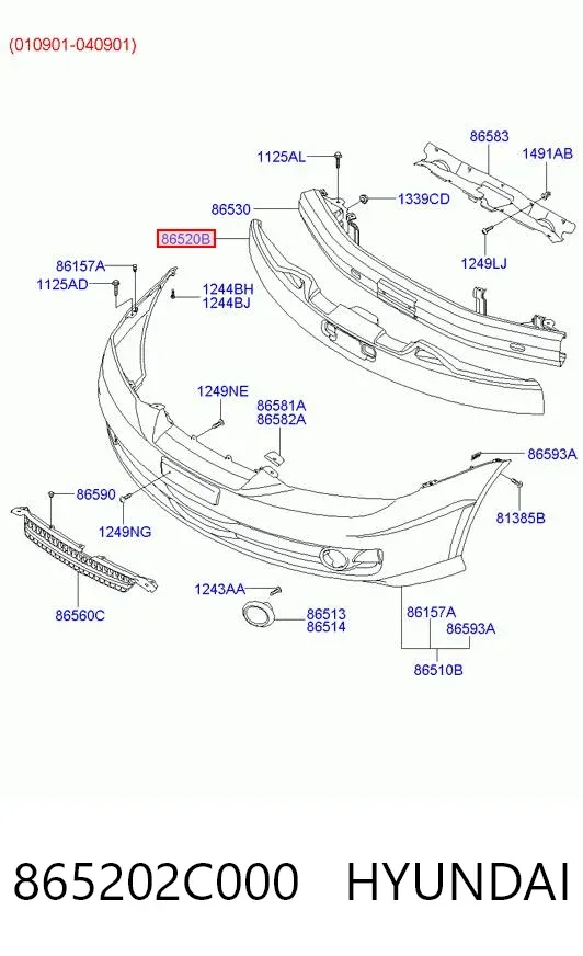 Абсорбер (наповнювач) бампера переднього 865202C000 Hyundai/Kia