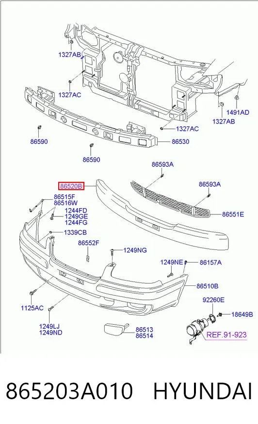 Абсорбер (наповнювач) бампера переднього 865203A010 Hyundai/Kia