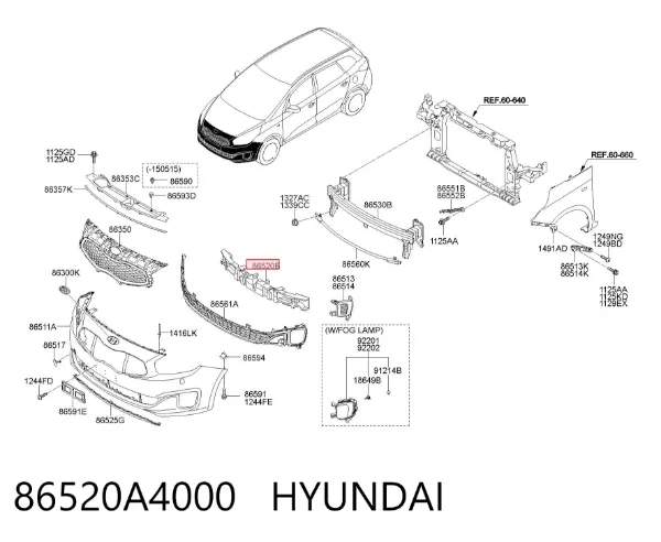 Абсорбер (наповнювач) бампера переднього 86520A4000 Hyundai/Kia