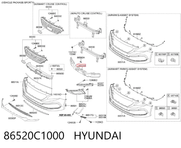 Абсорбер (наповнювач) бампера переднього 86520C1000 Hyundai/Kia