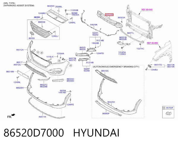 Абсорбер (наповнювач) бампера переднього 86520D7000 Hyundai/Kia