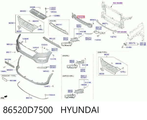 Абсорбер (наповнювач) бампера переднього 86520D7500 Hyundai/Kia