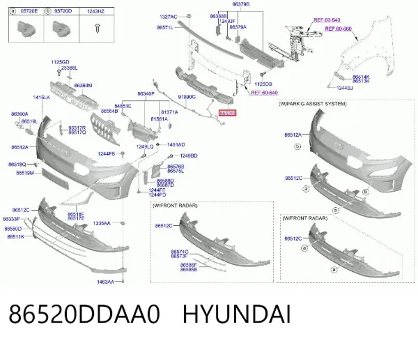 Абсорбер (наповнювач) бампера переднього 86520DDAA0 Hyundai/Kia