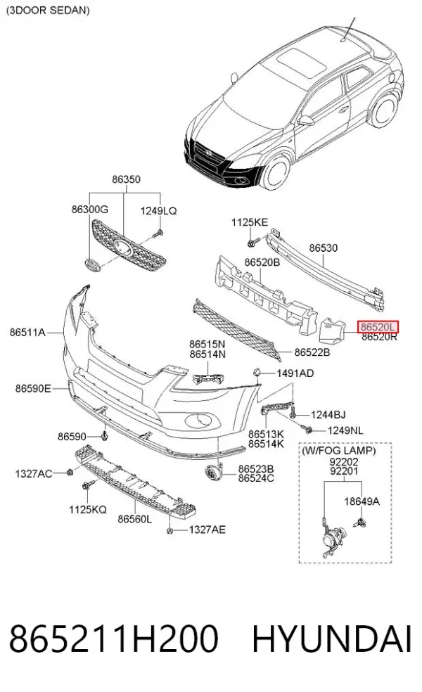 Абсорбер (наповнювач) бампера переднього 865211H200 Hyundai/Kia