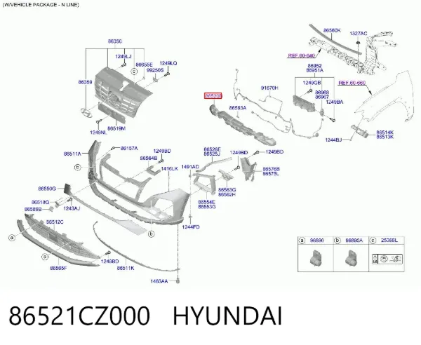 Абсорбер (наповнювач) бампера переднього 86521CZ000 Hyundai/Kia