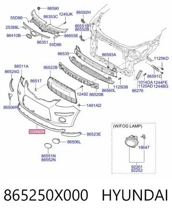 Спойлер переднього бампера 865250X000 Hyundai/Kia