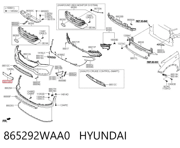 Панель кріплення номерного знака, переднього 865292WAA0 Hyundai/Kia