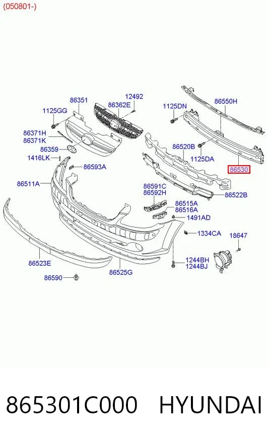 Підсилювач бампера переднього 865301C000 Hyundai/Kia