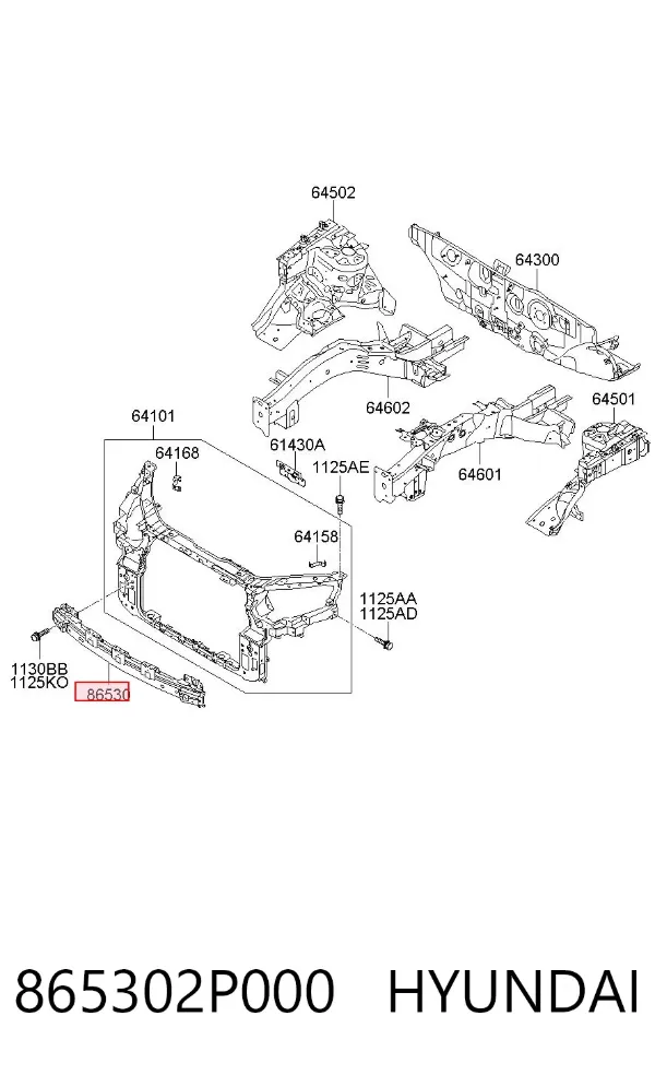 Підсилювач бампера переднього 865302P000 Hyundai/Kia
