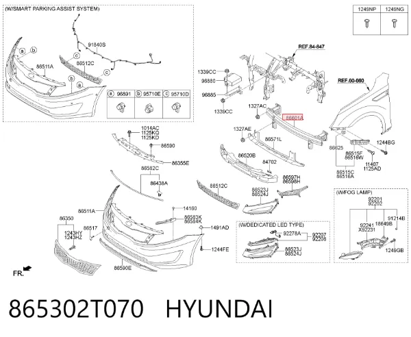Підсилювач бампера переднього 865302T070 Hyundai/Kia