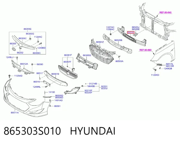 Підсилювач бампера переднього Hyundai Sonata VI