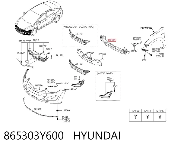 Підсилювач бампера переднього 865303Y600 Hyundai/Kia