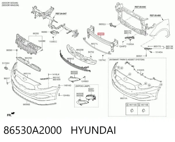 Підсилювач бампера переднього 86530A2000 Hyundai/Kia