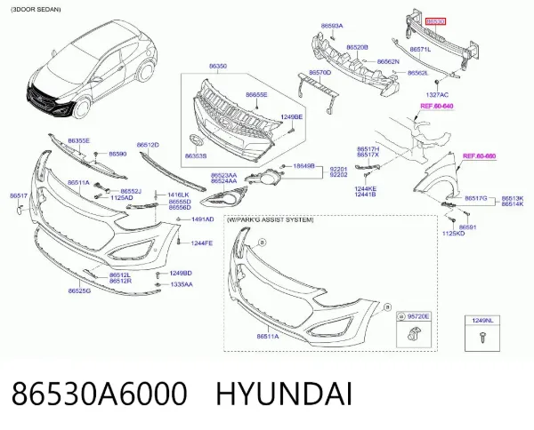 Підсилювач бампера переднього 86530A6000 Hyundai/Kia